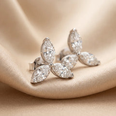 1.08 CT Marquise Cut Diamond Trio Cluster Stud Earrings