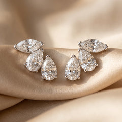 1.02 CT Marquise & Pear Cut Diamond Climber Stud Earrings