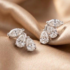 1.02 CT Marquise & Pear Cut Diamond Climber Stud Earrings