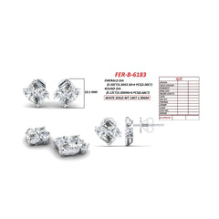 2.48 CT Emerald-Cut & Round Cluster Earrings