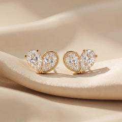 1.80 CT Double Pear Diamond Heart Stud Earrings