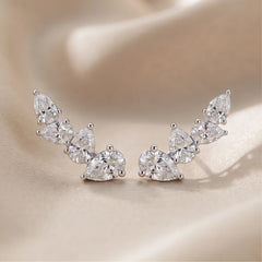 1.60 CT Pear Diamond Cluster Earrings