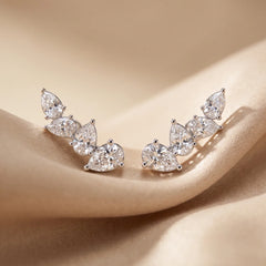 1.60 CT Pear Diamond Cluster Earrings