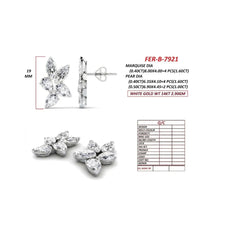 4.20 CT Pear & Marquise Diamond Cluster Earrings