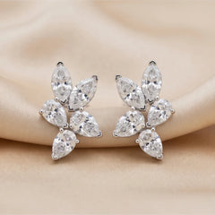 4.20 CT Pear & Marquise Diamond Cluster Earrings