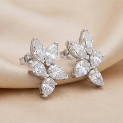 4.20 CT Pear & Marquise Diamond Cluster Earrings