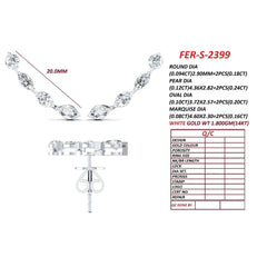 0.78 CT Multi Shape Diamond Climber Earrings