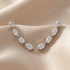 0.78 CT Multi Shape Diamond Climber Earrings