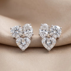2.36 CT Multi Shape Diamond Cluster Earrings