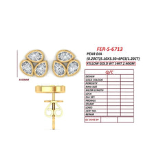 1.20 CT Pear Diamond Bezel-Set Trio Cluster Stud Earrings