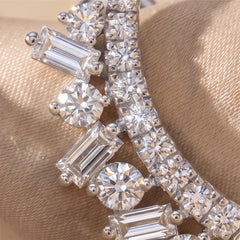 0.53 CT Baguette & Round Diamond Ear Climber Earrings