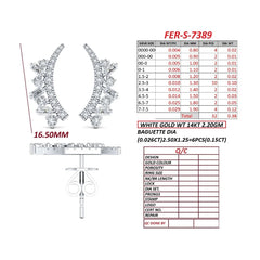 0.53 CT Baguette & Round Diamond Ear Climber Earrings