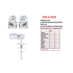 2.90 CT Emerald-cut & Oval Diamond Stud Earrings