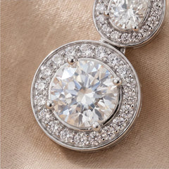 3.17 CT Pear & Round Cut Diamond Halo Earrings