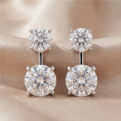 9.00 CT Round Cut Diamond Double Solitaire Drop Earrings