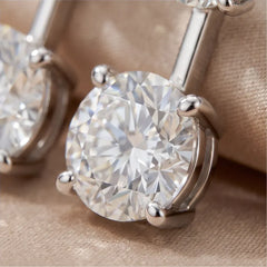 9.00 CT Round Cut Diamond Double Solitaire Drop Earrings