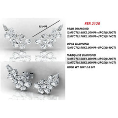 1.08 CT Multi Shape Diamond Floral Cluster Stud Earrings
