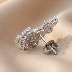 1.08 CT Multi Shape Diamond Floral Cluster Stud Earrings