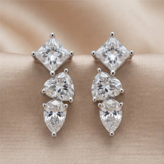 4.50 CT Multi Shape Diamond Triple Drop Earrings