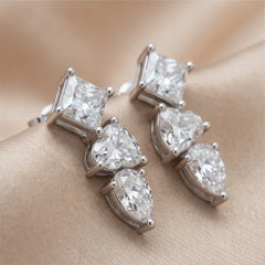 4.50 CT Multi Shape Diamond Triple Drop Earrings