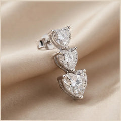 3.50 CT Heart Cut Diamond Triple Drop Earrings