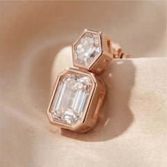 3.00 CT Emerald-cut & Hexagon Diamond Drop Earrings