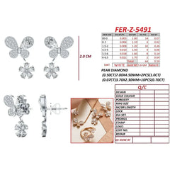 2.29 CT Pear & Round Diamond Butterfly Flower Drop Earrings