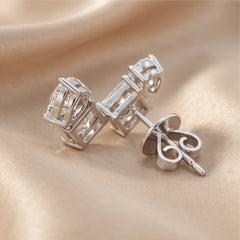 3.40 CT Asscher-cut & Pear Diamond Stud Earrings