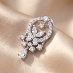 1.27 CT Multi Shape Diamond Floral Drop Earrings