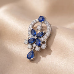 1.27 CT Multi Shape Sapphire & Diamond Floral Drop Earrings