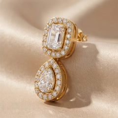 0.64 CT Multi-Shape Diamond Halo Drop Earrings