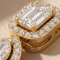 0.64 CT Multi-Shape Diamond Halo Drop Earrings