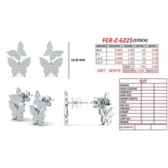 0.90 CT Diamond Double Butterfly Stud Earrings