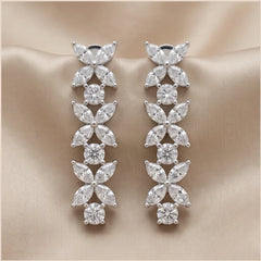 2.33 CT Marquise & Round Diamond Drop Earrings