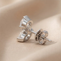 1.60 CT Round & Marquise Cut Diamond Two Stone Stud Earrings