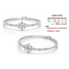 1.09 CT Baguette & Round Diamond Flower Bracelet