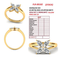 0.82 CT Marquise Cut Flower Ring