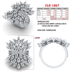 3.60 CT Marquise Cut Diamond Cluster Cocktail Ring