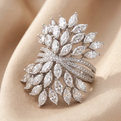 3.60 CT Marquise Cut Diamond Cluster Cocktail Ring