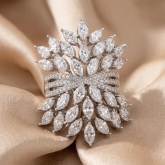 3.60 CT Marquise Cut Diamond Cluster Cocktail Ring