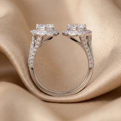 2.21 CT Heart Cut Diamond Halo Toi Et Moi Ring