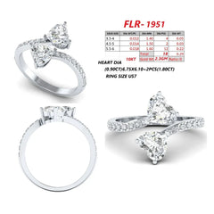 2.09 CT Heart Diamond Bypass Two Stone Ring
