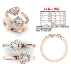 0.83 CT Heart Diamond Halo Bypass Twin Ring