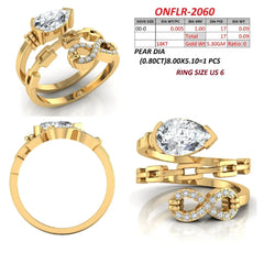0.89 CT Pear Diamond Infinity Chain Link Bypass Ring
