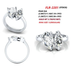 3.20 CT Pear & Marquise Diamond Toi et Moi Ring