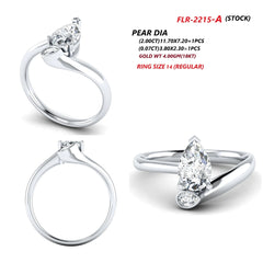 2.07 CT Pear Cut Diamond Bypass Solitaire Ring