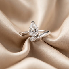 2.07 CT Pear Cut Diamond Bypass Solitaire Ring