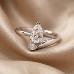 2.07 CT Pear Cut Diamond Bypass Solitaire Ring