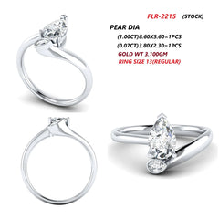 1.07 CT Pear Diamond Bypass Solitaire Ring