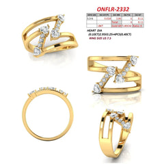 0.51 CT Round & Heart Diamond Zigzag Open Band Ring